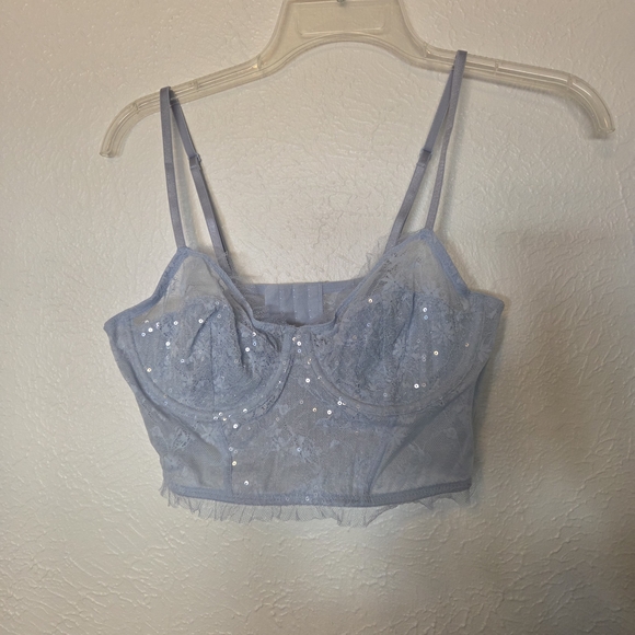Women's Light Blue Lace Bralette - Picture 2 of 4